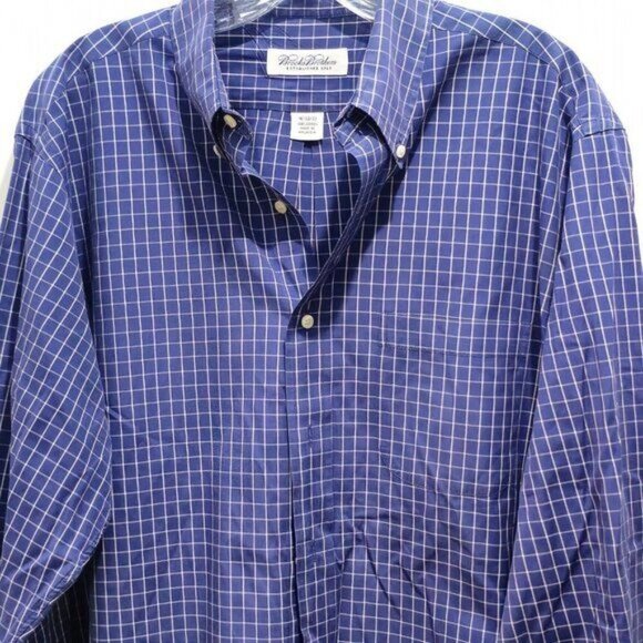 Brooks Brothers Men’s Blue/White Check L/S Shirt 16-32/33 - Picture 4 of 10